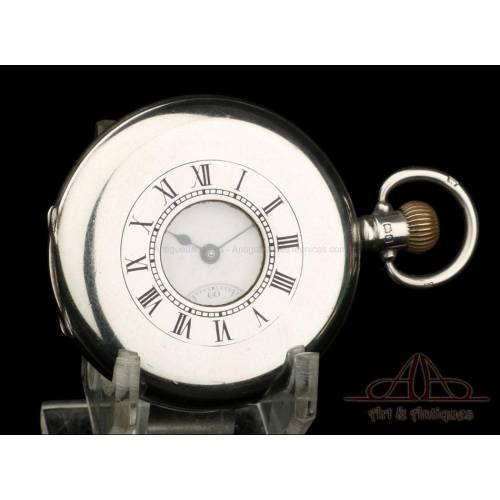 Antiguo Reloj de Bolsillo Waltham en Plata Maciza. USA-Inglaterra, 1924