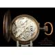 Beautiful Big-Sized Regulateur Pocket Watch with Rear Enamel. Circa 1890-1900