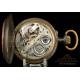 Beautiful Big-Sized Regulateur Pocket Watch with Rear Enamel. Circa 1890-1900