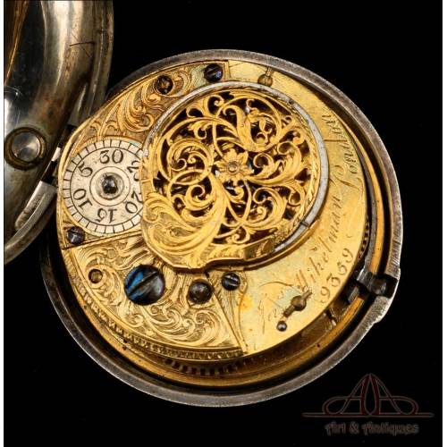 Antique Wikelmann Verge-Fusee Pocket Watch. Silver Double Case. London, England, 1784