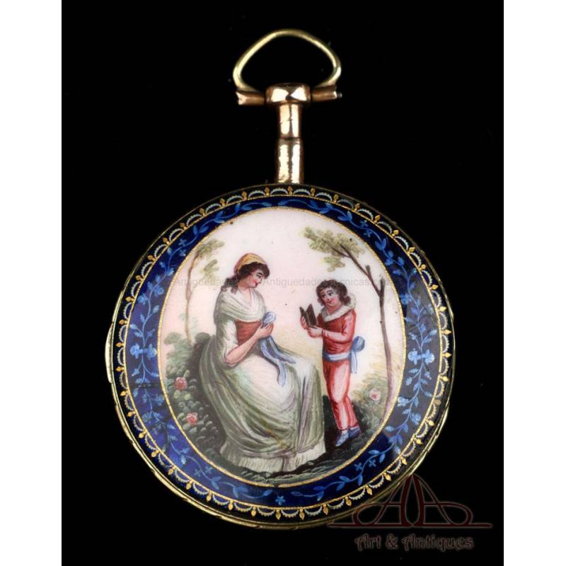 Antique Verge-Fusee Pocket Watch with Leton Enamel. France, Circa 1800