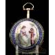 Antiguo Reloj de Bolsillo Catalino con Esmalte de Leton. Francia, Circa 1800
