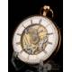 Antiguo Reloj de Bolsillo Catalino Esqueleto. Oro 18K. Sonería de Cuartos. Francia, 1820