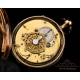 Antique 18K Gold Skeletonized Quarter-Repeating Verge Fusee Pocket Watch. France, 1820