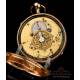 Antique 18K Gold Skeletonized Quarter-Repeating Verge Fusee Pocket Watch. France, 1820