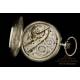 Antique Solid Silver Pocket Watch. 76 mm Diameter. Switzerland-Germany, Circa 1900