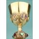 Superb Antique Neo-Gothic Gilt Silver Chalice with Enamels. France, Circa 1900