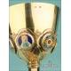 Superb Antique Neo-Gothic Gilt Silver Chalice with Enamels. France, Circa 1900