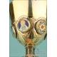 Superb Antique Neo-Gothic Gilt Silver Chalice with Enamels. France, Circa 1900