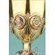 Superb Antique Neo-Gothic Gilt Silver Chalice with Enamels. France, Circa 1900