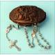 Extraordinary Antique Carved Corozo Nut Case with its Silver Rosary. France, 19th Century