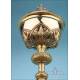 Antique Gilt-Metal and Silver Ciborium. Big Size. France, 19th Century