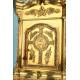 Large Bronze Tabernacle with Gilt Wooden Pedestal. 37.8 in. Circa 1950