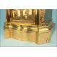 Large Bronze Tabernacle with Gilt Wooden Pedestal. 37.8 in. Circa 1950