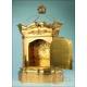 Large Bronze Tabernacle with Gilt Wooden Pedestal. 37.8 in. Circa 1950