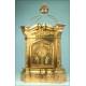 Large Bronze Tabernacle with Gilt Wooden Pedestal. 37.8 in. Circa 1950