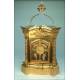 Large Bronze Tabernacle with Gilt Wooden Pedestal. 37.8 in. Circa 1950