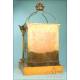 Large Bronze Tabernacle with Gilt Wooden Pedestal. 37.8 in. Circa 1950