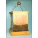 Large Bronze Tabernacle with Gilt Wooden Pedestal. 37.8 in. Circa 1950