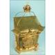 Large Bronze Tabernacle with Gilt Wooden Pedestal. 37.8 in. Circa 1950
