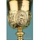 Antique Gilt-Silver Chalice and Paten Set. 100% Silver. France, Circa 1900