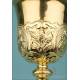 Antique Gilt-Silver Chalice and Paten Set. 100% Silver. France, Circa 1900