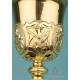 Antique Gilt-Silver Chalice and Paten Set. 100% Silver. France, Circa 1900