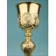 Antique Gilt-Silver Chalice and Paten Set. 100% Silver. France, Circa 1900