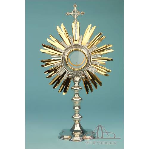 Antique Solid-Silver Monstrance. Probably Belgian. Circa 1900