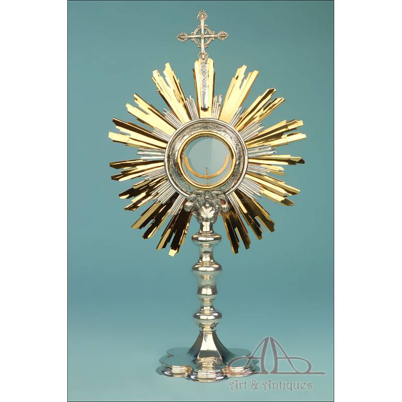 Antique Solid-Silver Monstrance. Probably Belgian. Circa 1900