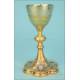Gorgeous Antique Neo-Gothic Chalice with Silver Medallions. France and Belgium, 1910