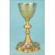 Gorgeous Antique Neo-Gothic Chalice with Silver Medallions. France and Belgium, 1910