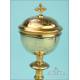 Fine Antique Gilt Silver and Metal Ciborium. France, 19th Century