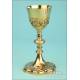 Antique Silver and Metal Chalice. Bejeweled. France, 19th Century