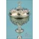 Gorgeous Big-Sized Ciborium. 100% Silver. Chevron. France, 19th Century