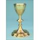 Antique Solid Silver Chalice with Papal Symbols. Storing Case. France, 19th Century