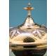 Antique Ciborium Made of 100% Two-Colored Solid Silver. France, 19th Century