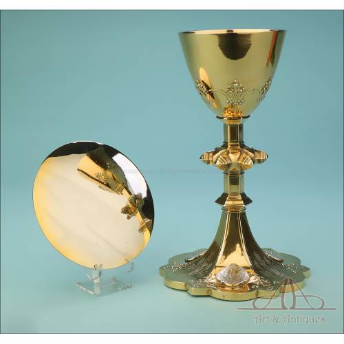 Antique Gilt-Silver Chalice with Silver Medallions. France, Circa 1900