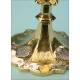 Cáliz Antiguo de Plata Dorada con Medallones de plata. Francia, Circa 1900
