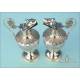 Antique Liturgical Cruet Set. 100% Silver. France, 19th Century