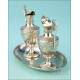 Antique Liturgical Cruet Set. 100% Silver. France, 19th Century