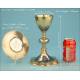 Antique Enameled Gilt-Silver Chalice and Silver Paten Set. France, 19th Century