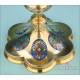 Antique Enameled Gilt-Silver Chalice and Silver Paten Set. France, 19th Century