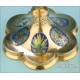 Antique Enameled Gilt-Silver Chalice and Silver Paten Set. France, 19th Century