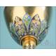 Antique Enameled Gilt-Silver Chalice and Silver Paten Set. France, 19th Century