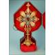 Antique Gilt-Silver Monstrance. Enamels and Rubies. 31 inches. France, 19th Cent.