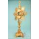 Antique Gilt-Silver Monstrance. Enamels and Rubies. 31 inches. France, 19th Cent.