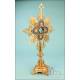 Antique Gilt-Silver Monstrance. Enamels and Rubies. 31 inches. France, 19th Cent.