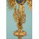 Antique Gilt-Silver Monstrance. Enamels and Rubies. 31 inches. France, 19th Cent.