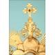 Antique Gilt-Silver Monstrance. Enamels and Rubies. 31 inches. France, 19th Cent.